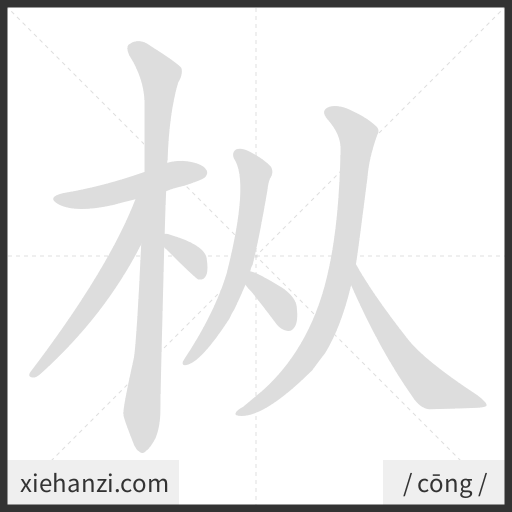 Ảnh động thứ tự nét chữ 枞 - cách viết từng nét