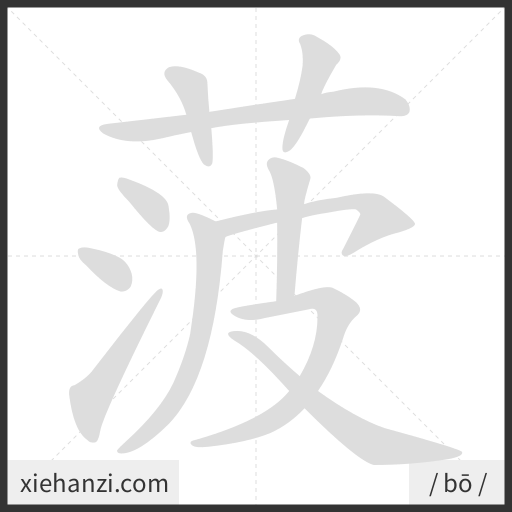 Ảnh động thứ tự nét chữ 菠 - cách viết từng nét