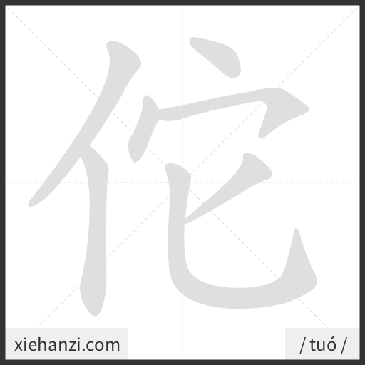 Ảnh động thứ tự nét chữ 佗 - cách viết từng nét