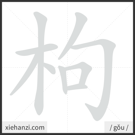 Ảnh động thứ tự nét chữ 枸 - cách viết từng nét