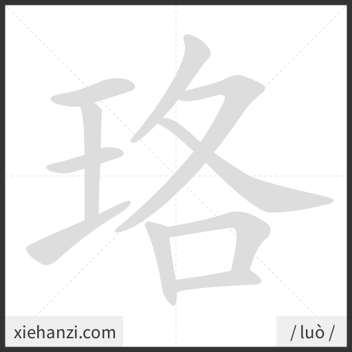 Ảnh động thứ tự nét chữ 珞 - cách viết từng nét