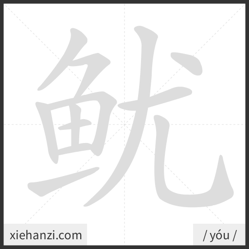 Ảnh động thứ tự nét chữ 鱿 - cách viết từng nét