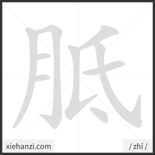 Ảnh động thứ tự nét chữ 胝 - cách viết từng nét
