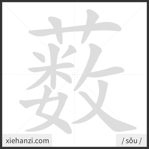 Ảnh động thứ tự nét chữ 薮 - cách viết từng nét