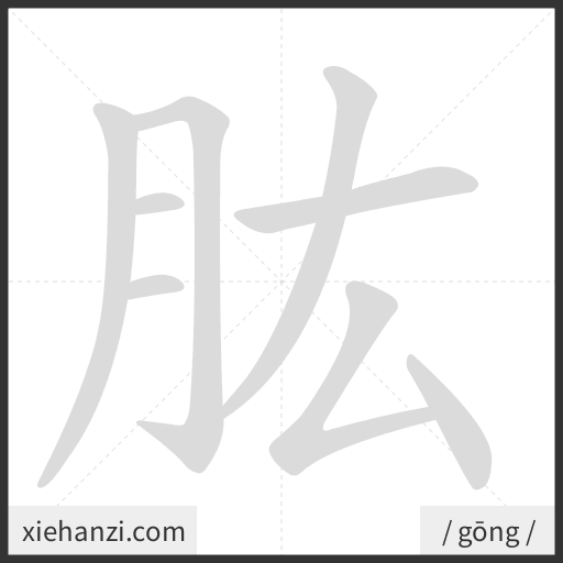 Ảnh động thứ tự nét chữ 肱 - cách viết từng nét