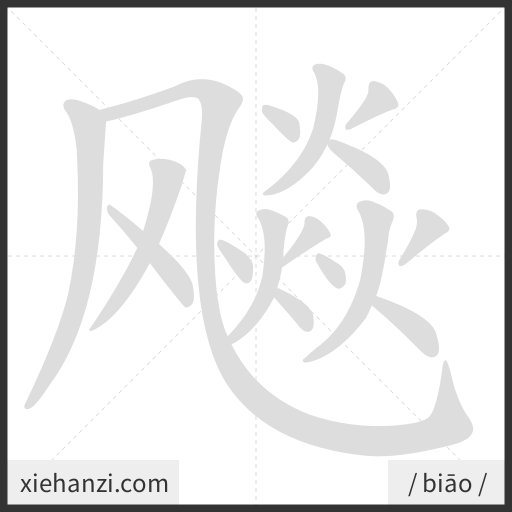 Ảnh động thứ tự nét chữ 飚 - cách viết từng nét