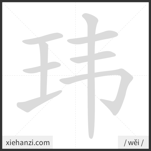 Ảnh động thứ tự nét chữ 玮 - cách viết từng nét