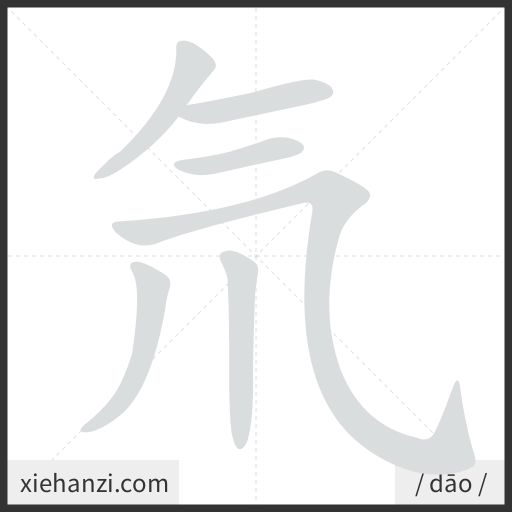 Ảnh động thứ tự nét chữ 氘 - cách viết từng nét