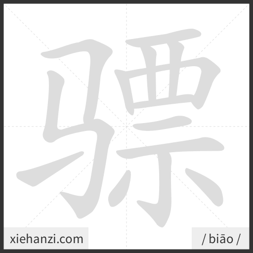 Ảnh động thứ tự nét chữ 骠 - cách viết từng nét
