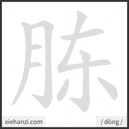 Ảnh động thứ tự nét chữ 胨 - cách viết từng nét