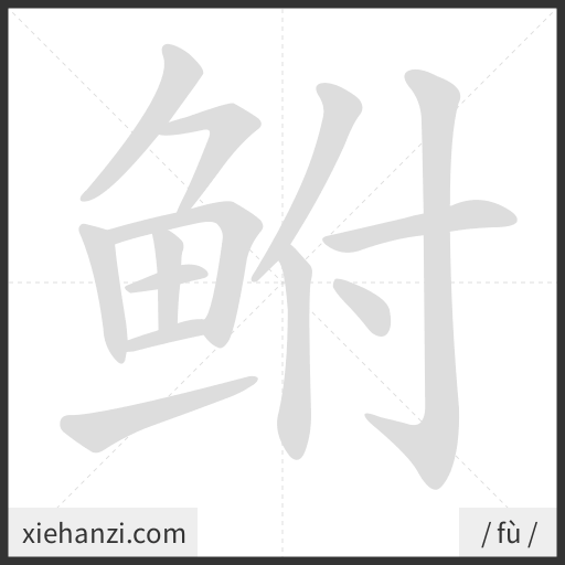 Ảnh động thứ tự nét chữ 鲋 - cách viết từng nét