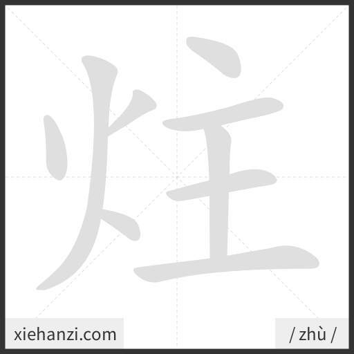 Ảnh động thứ tự nét chữ 炷 - cách viết từng nét