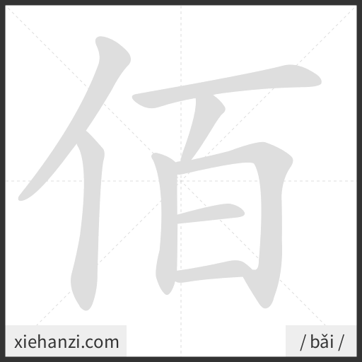 Ảnh động thứ tự nét chữ 佰 - cách viết từng nét
