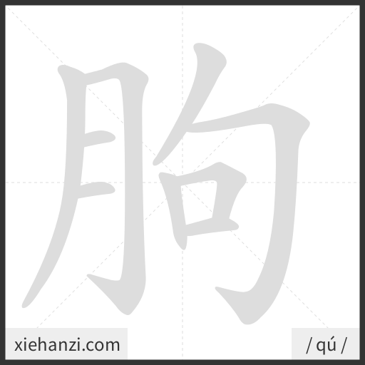 Ảnh động thứ tự nét chữ 朐 - cách viết từng nét