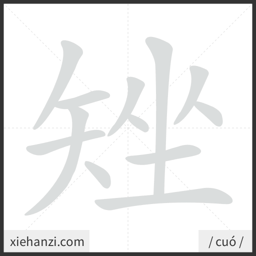 Ảnh động thứ tự nét chữ 矬 - cách viết từng nét