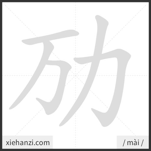 Ảnh động thứ tự nét chữ 劢 - cách viết từng nét