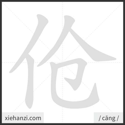 Ảnh động thứ tự nét chữ 伧 - cách viết từng nét