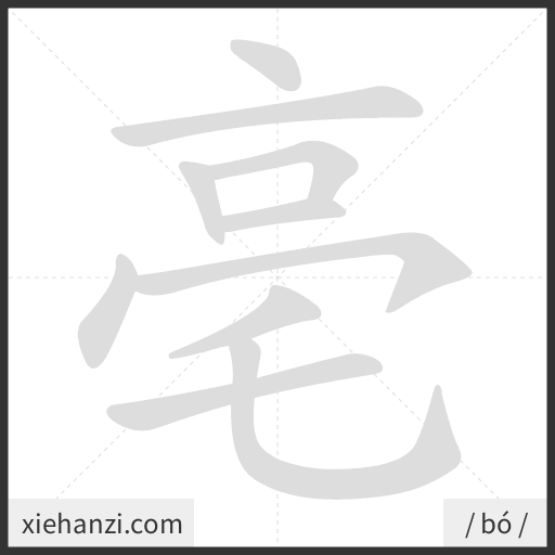 Ảnh động thứ tự nét chữ 亳 - cách viết từng nét