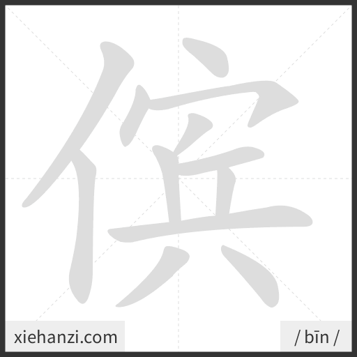 Ảnh động thứ tự nét chữ 傧 - cách viết từng nét