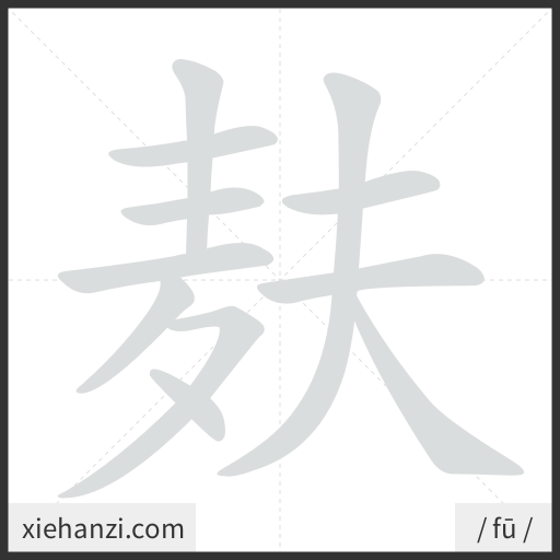 Ảnh động thứ tự nét chữ 麸 - cách viết từng nét