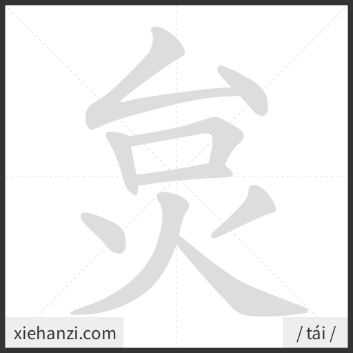 Ảnh động thứ tự nét chữ 炱 - cách viết từng nét