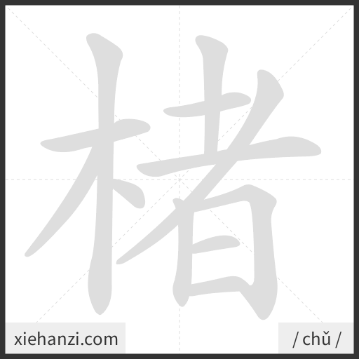 Ảnh động thứ tự nét chữ 楮 - cách viết từng nét