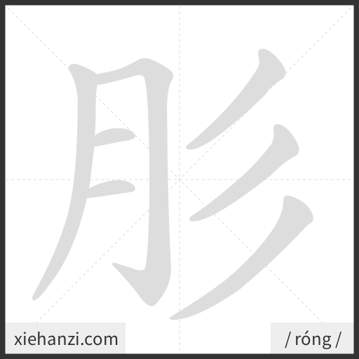 Ảnh động thứ tự nét chữ 肜 - cách viết từng nét