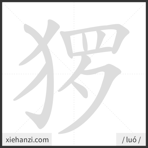 Ảnh động thứ tự nét chữ 猡 - cách viết từng nét