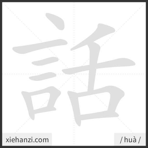 Ảnh động thứ tự nét chữ 話 — cách viết từng nét
