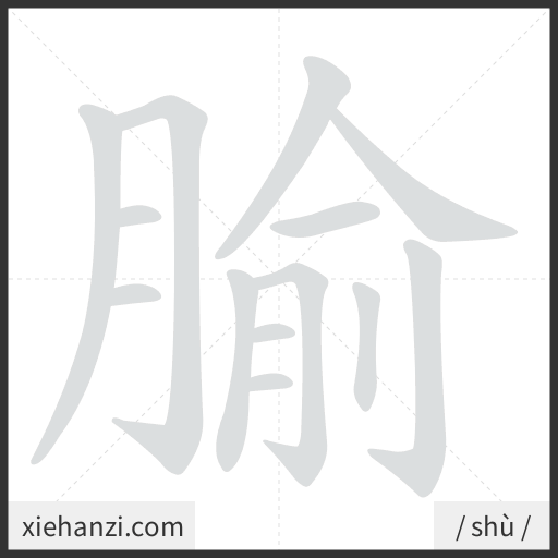 Ảnh động thứ tự nét chữ 腧 - cách viết từng nét