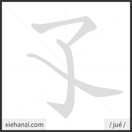 Ảnh động thứ tự nét chữ 孓 - cách viết từng nét