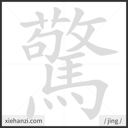 Ảnh động thứ tự nét chữ 驚 - cách viết từng nét