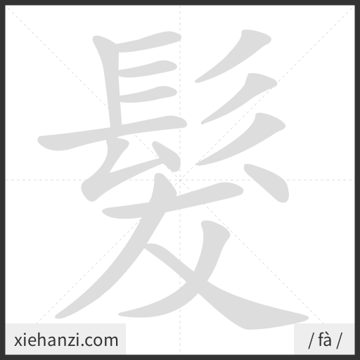 Ảnh động thứ tự nét chữ 髮 - cách viết từng nét
