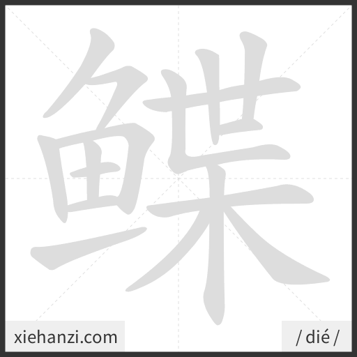 Ảnh động thứ tự nét chữ 鲽 - cách viết từng nét
