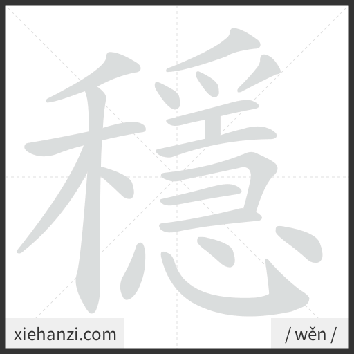 Ảnh động thứ tự nét chữ 穩 - cách viết từng nét