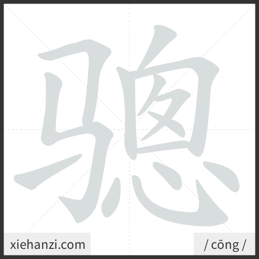 Ảnh động thứ tự nét chữ 骢 - cách viết từng nét