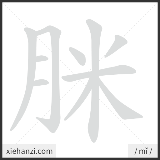 Ảnh động thứ tự nét chữ 脒 - cách viết từng nét
