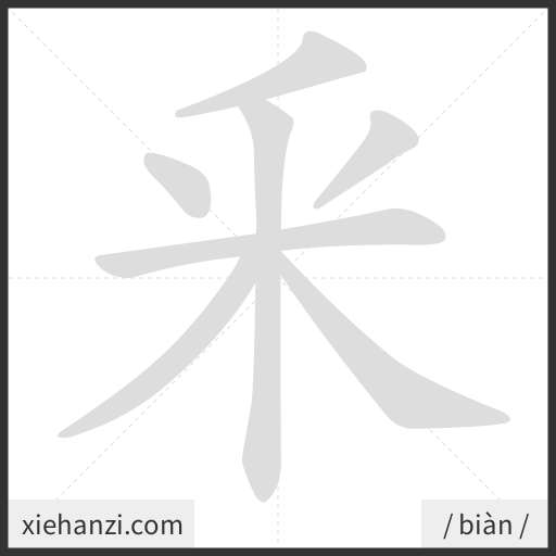Ảnh động thứ tự nét chữ 釆 - cách viết từng nét
