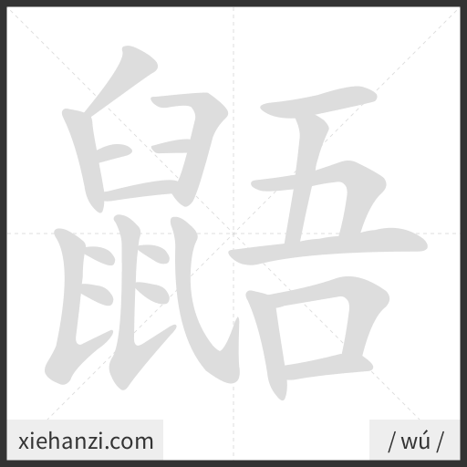 Ảnh động thứ tự nét chữ 鼯 - cách viết từng nét