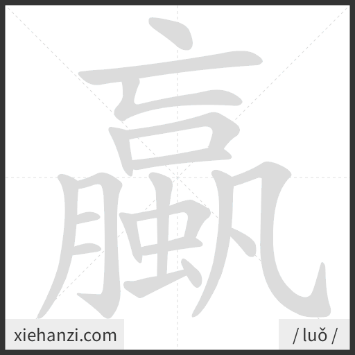 Ảnh động thứ tự nét chữ 蠃 - cách viết từng nét