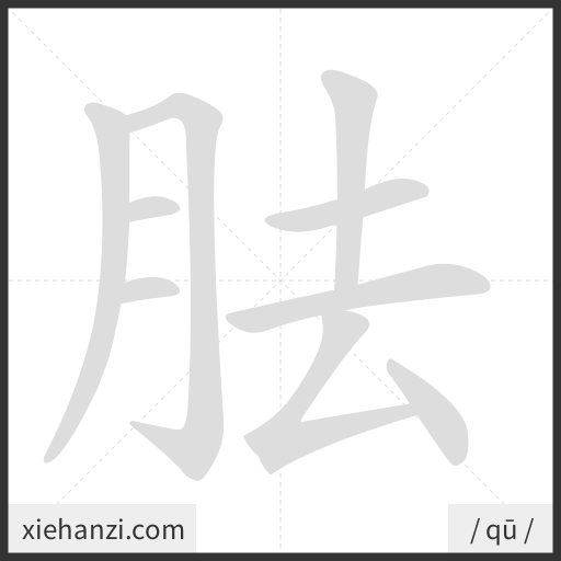 Ảnh động thứ tự nét chữ 胠 - cách viết từng nét