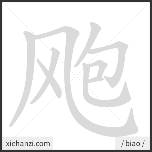 Ảnh động thứ tự nét chữ 飑 - cách viết từng nét