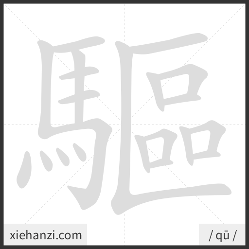 Ảnh động thứ tự nét chữ 驅 - cách viết từng nét