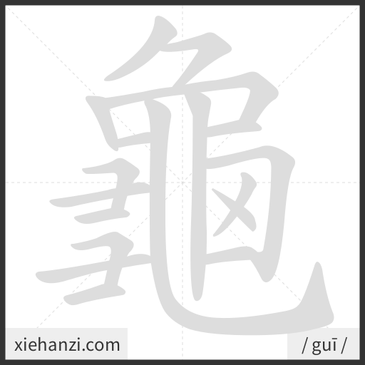 Ảnh động thứ tự nét chữ 龜 - cách viết từng nét