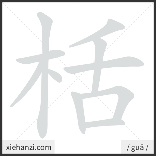 Ảnh động thứ tự nét chữ 栝 - cách viết từng nét