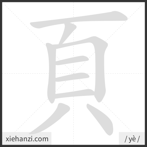 Ảnh động thứ tự nét chữ 頁 - cách viết từng nét