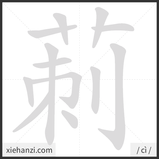 Ảnh động thứ tự nét chữ 莿 - cách viết từng nét