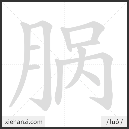 Ảnh động thứ tự nét chữ 脶 - cách viết từng nét
