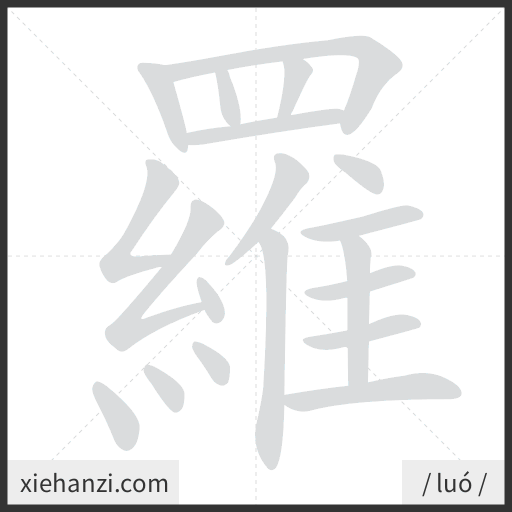 Ảnh động thứ tự nét chữ 羅 - cách viết từng nét
