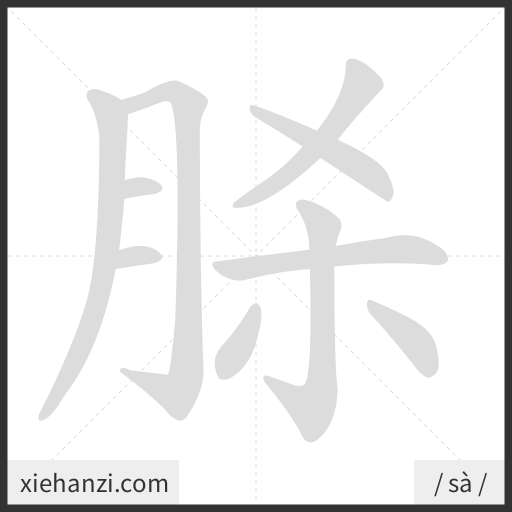 Ảnh động thứ tự nét chữ 脎 - cách viết từng nét